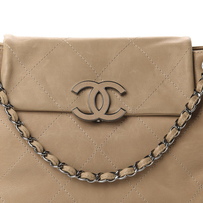 Chanel Washed Calfskin Quilted Large Hamptons Flap Bag Dark Beige 11 of 11