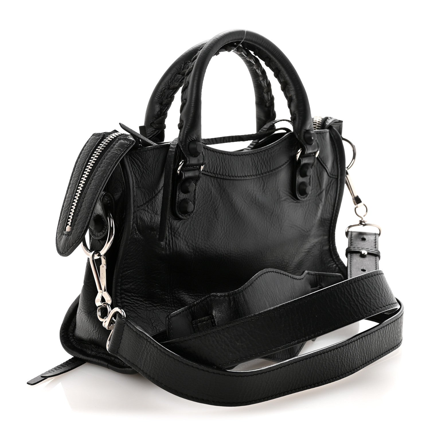 Balenciaga Matte Goatskin Rubber Covered Classic Hardware Mini City Black 4 of 11