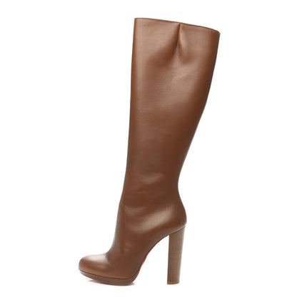 Christian Louboutin Calfskin Brosse Mirabelle 120 Tall Boots 36.5 Cuoio 1 of 7