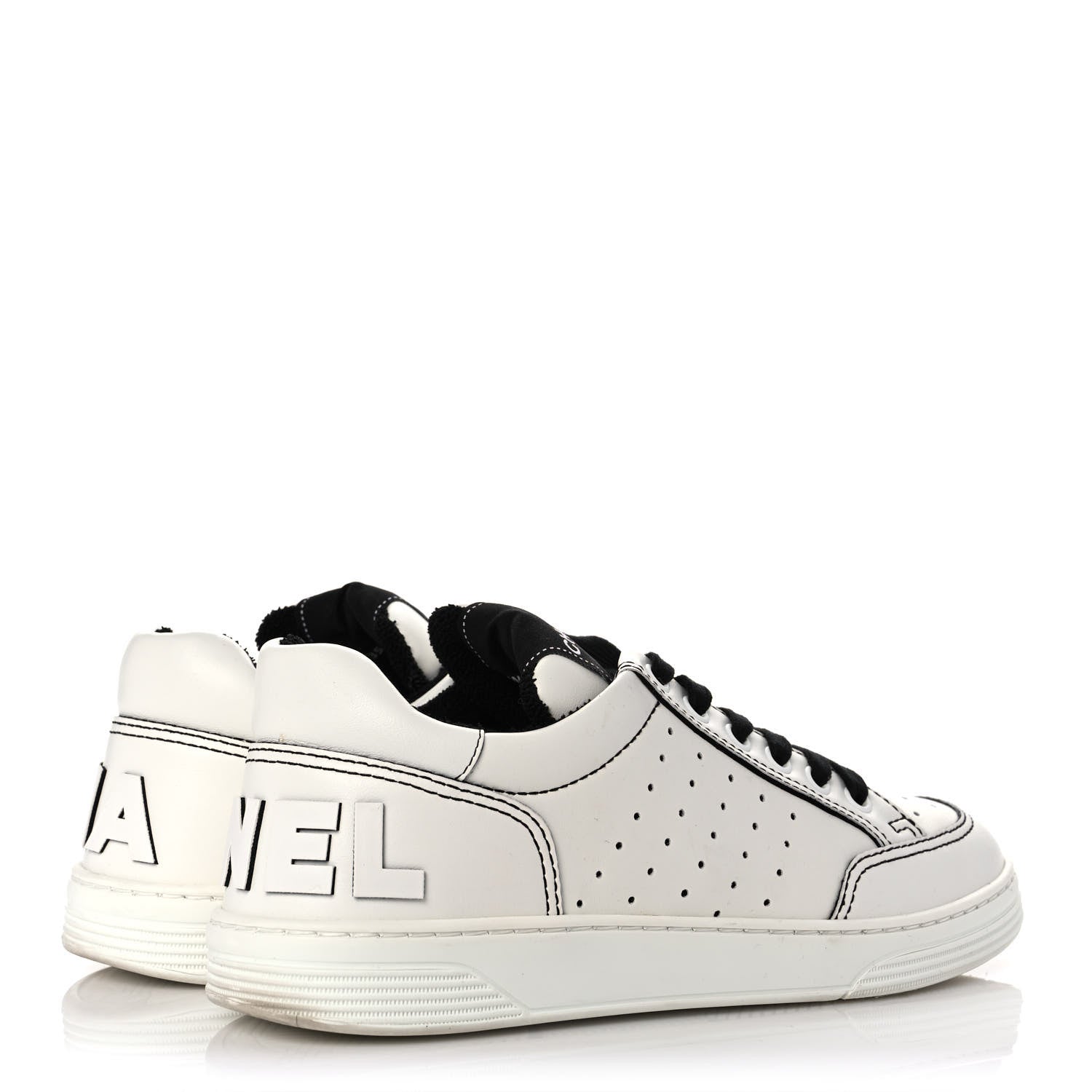 Chanel Calfskin Womens Logo Sneakers 38 White 4 of 9