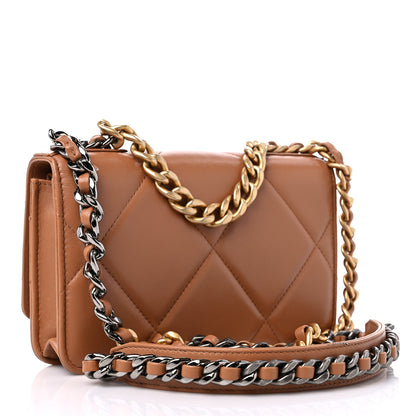 Chanel Lambskin Quilted Chanel 19 Wallet On Chain WOC Brown 3 of 12