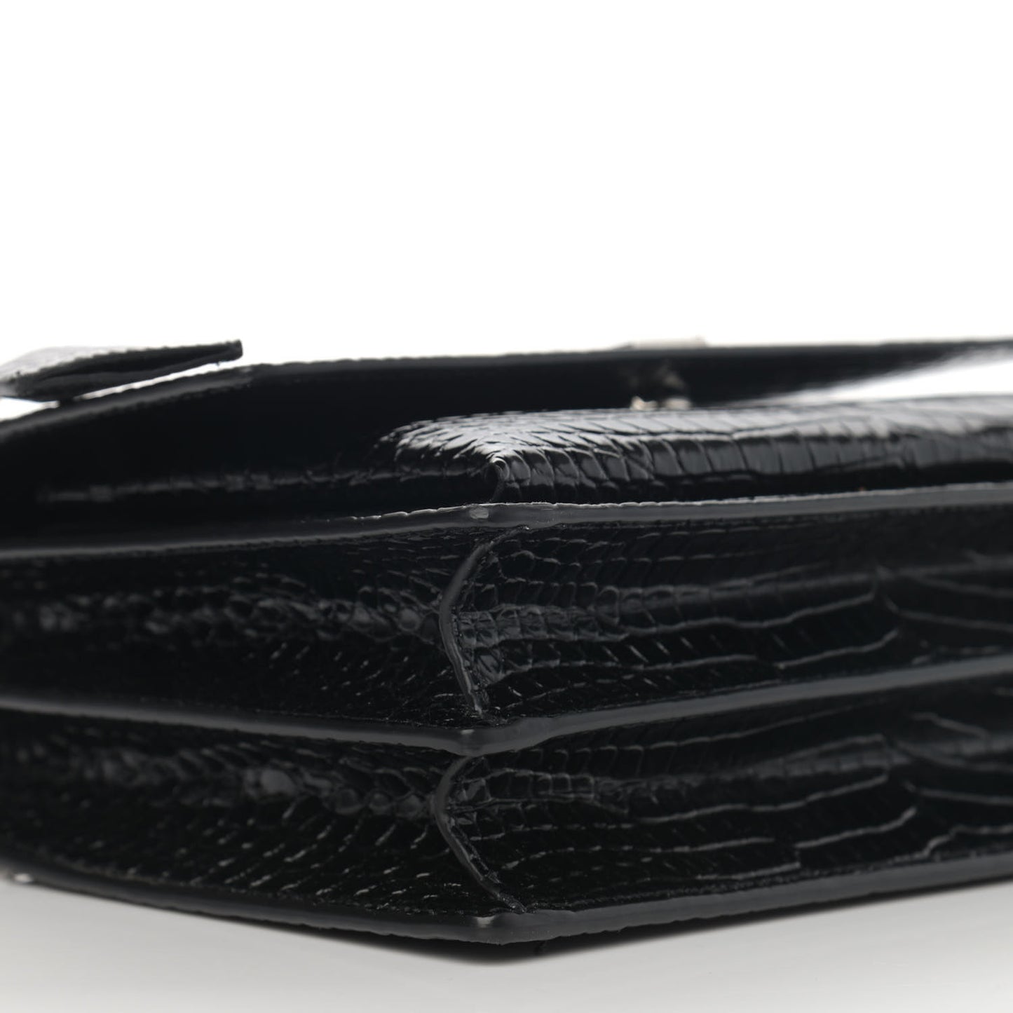 Calfskin Crocodile Embossed Medium Monogram Sunset Black