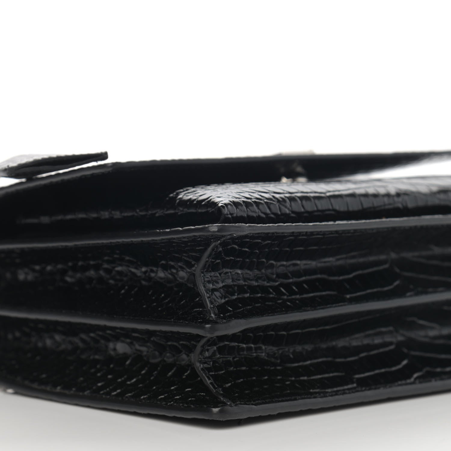 Saint Laurent Calfskin Crocodile Embossed Medium Monogram Sunset Black 9 of 11