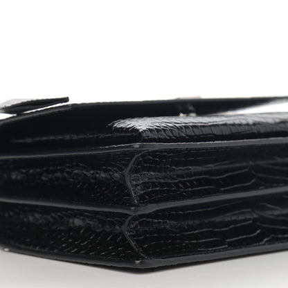 Saint Laurent Calfskin Crocodile Embossed Medium Monogram Sunset Black 9 of 11