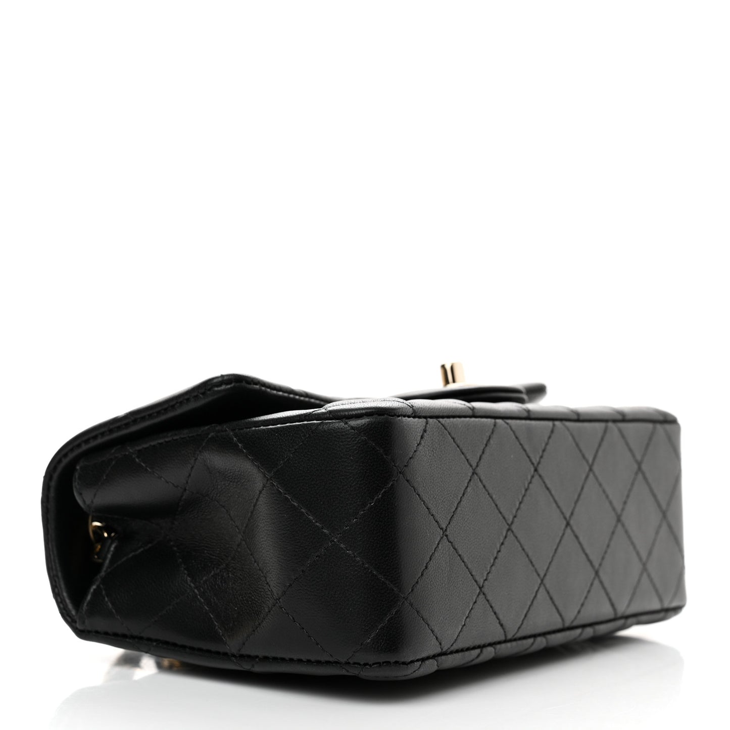 Lambskin Quilted Mini Rectangular Flap Black
