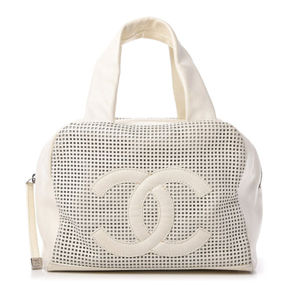Chanel Caviar Perforated Bowler White 1 of 12
