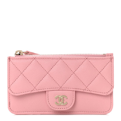 Chanel Caviar Quilted Flap Zip Card Holder Pink 1 of 7