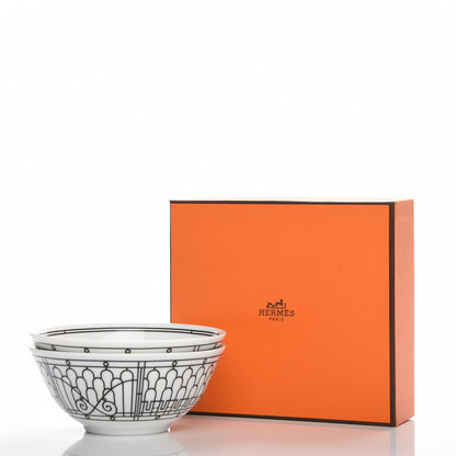 Hermes Porcelain H Deco Medium Bowl Set of 2 8 of 8