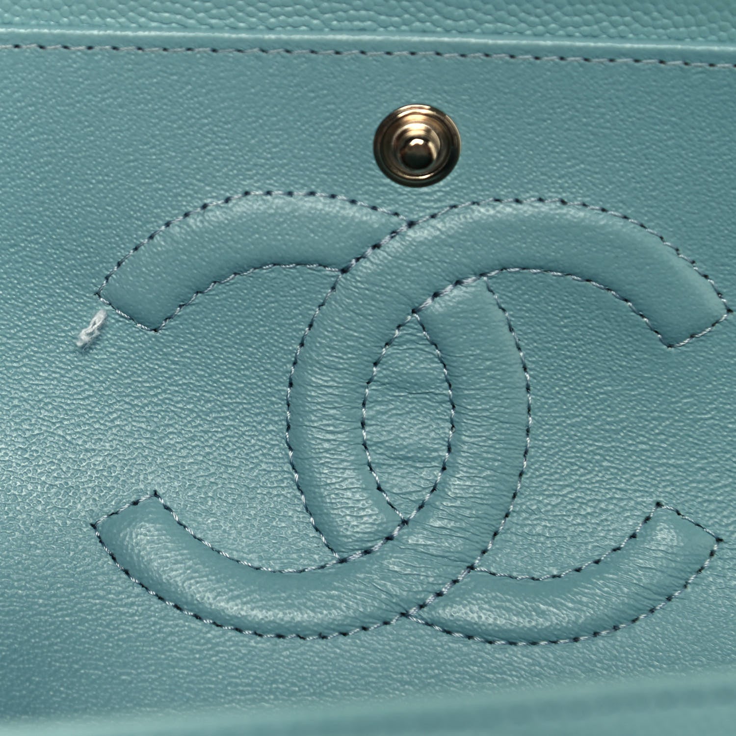Chanel Caviar Quilted Medium Double Flap Light Blue 13 of 13