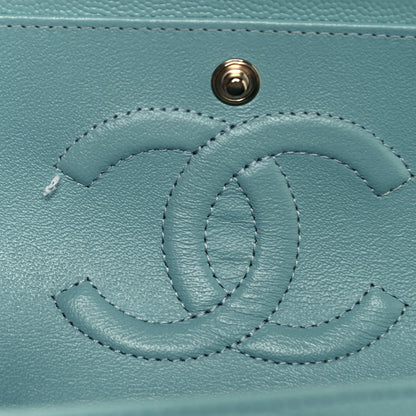 Chanel Caviar Quilted Medium Double Flap Light Blue 13 of 13