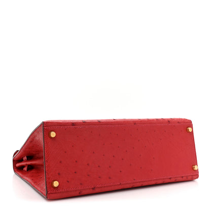 Hermes Ostrich Kelly Sellier 32 Rouge Vif 4 of 16
