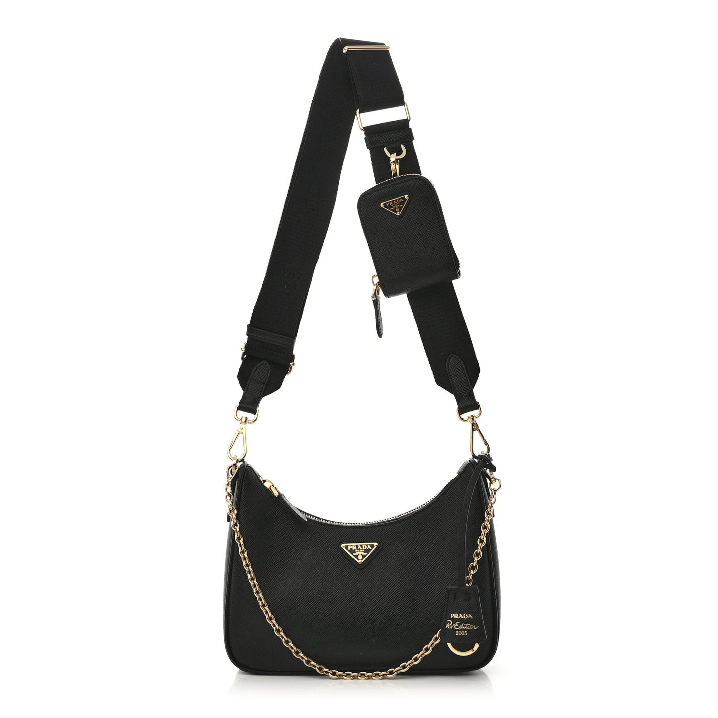 Saffiano Lux Re-Edition 2005 Shoulder Bag Black