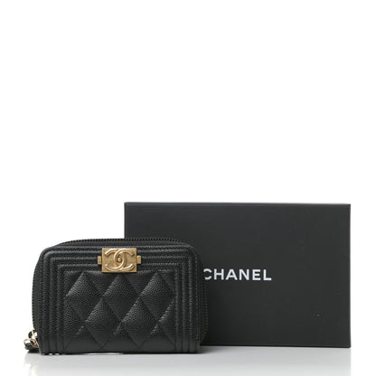 Chanel Caviar Quilted Boy Zip Around Coin Purse Wallet Black 8 of 8