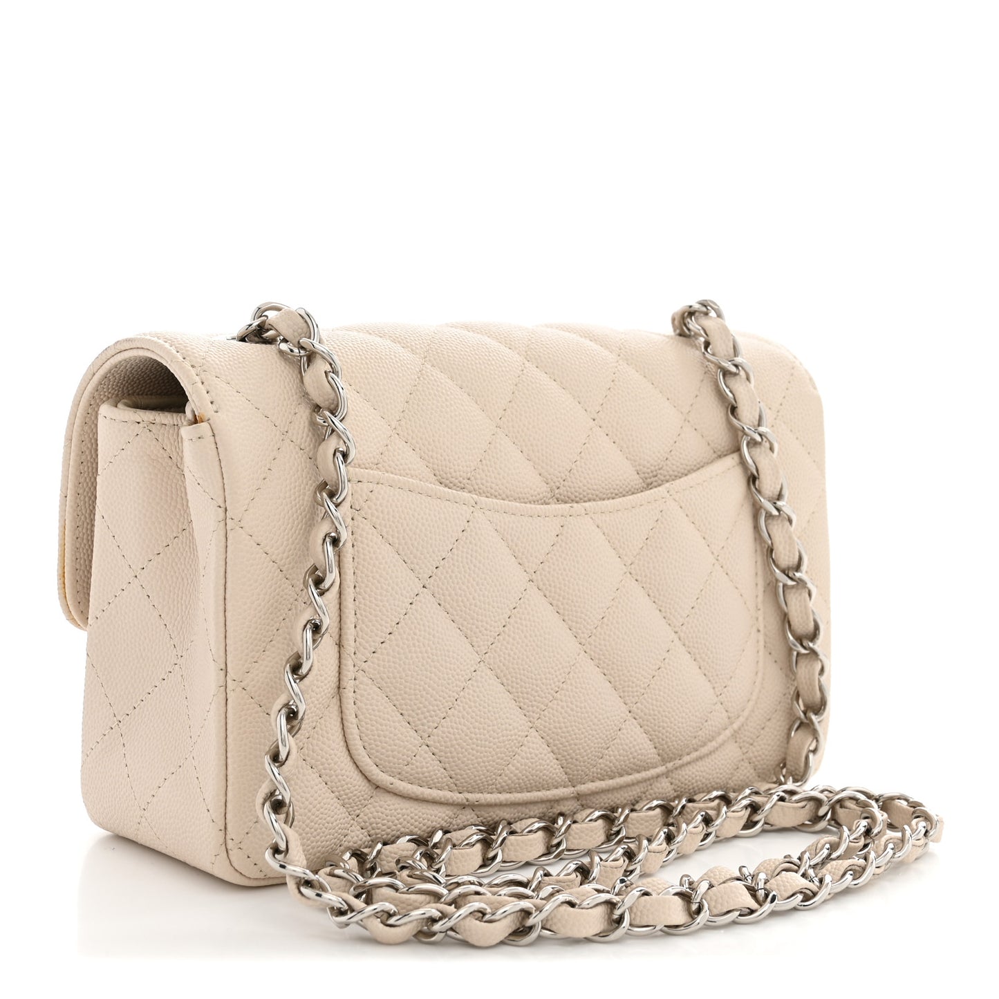 Caviar Quilted Mini Rectangular Flap Light Beige