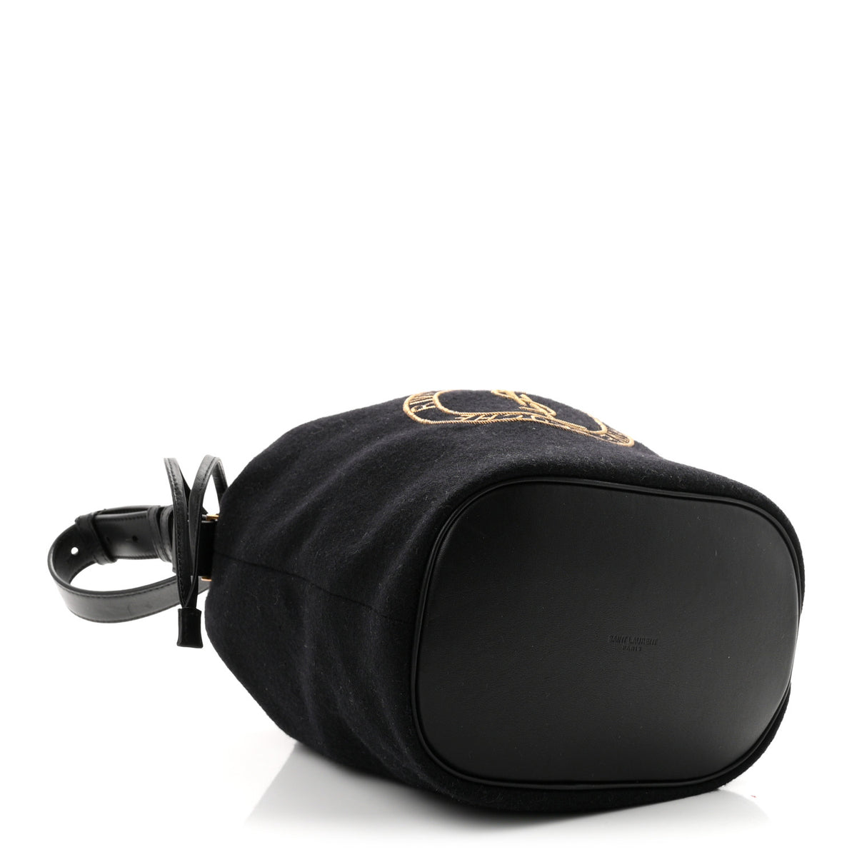 Saint Laurent Wool Calfskin Rive Gauche Bucket Bag Black Gold 5 of 11
