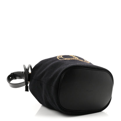 Saint Laurent Wool Calfskin Rive Gauche Bucket Bag Black Gold 5 of 11