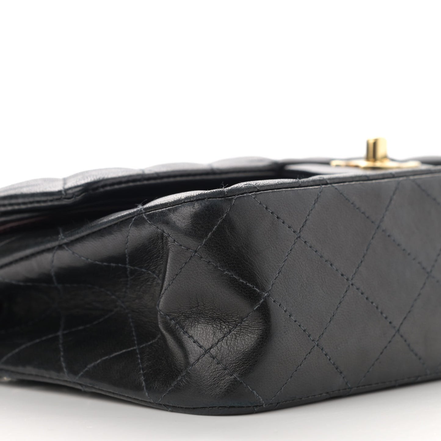Lambskin Quilted Medium Double Flap Navy