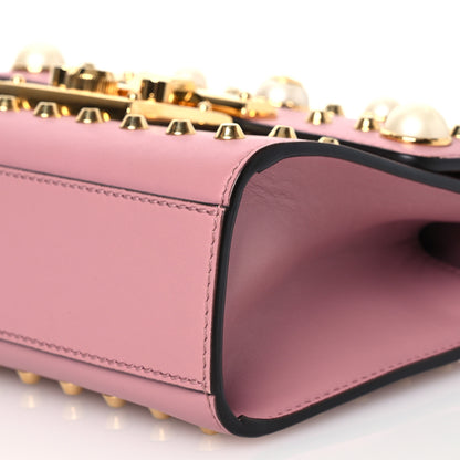 Gucci Calfskin Studded Small Padlock Shoulder Bag Carmine Rose 10 of 12