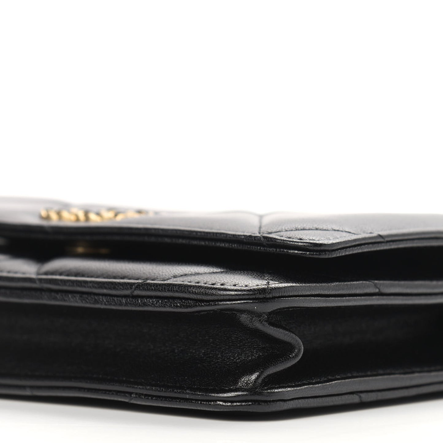 Goatskin Quilted Chanel 19 Wallet On Chain WOC Black