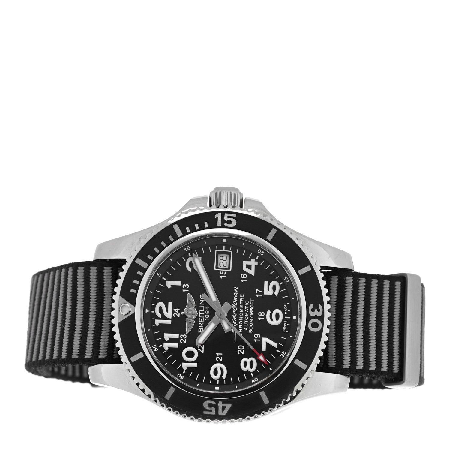Breitling Stainless Steel Fabric 42mm Super Ocean Chronometer Automatic Watch Black A17365 2 of 5