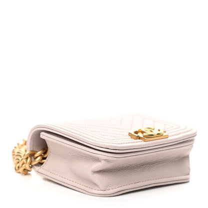 Chanel Caviar Chevron Boy Flap Waist Belt Bag Light Purple 4 of 12