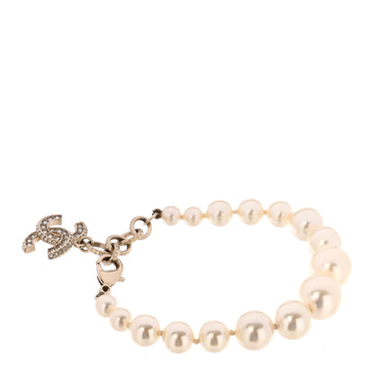 Chanel Graduated Pearl Crystal CC Bracelet Gold 1 of 5