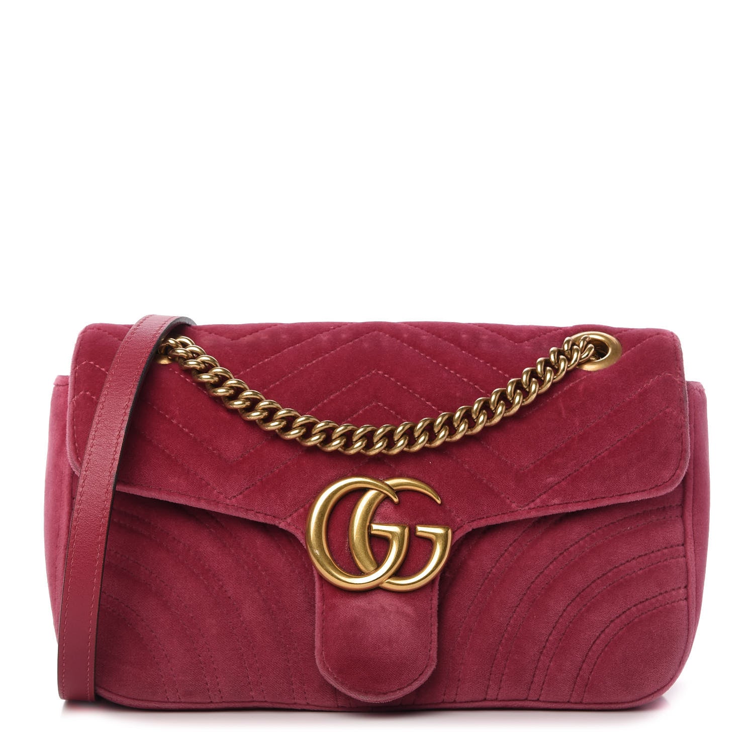 Gucci Velvet Matelasse Small GG Marmont Shoulder Bag Light Raspberry Rose 1 of 10