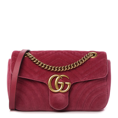 Gucci Velvet Matelasse Small GG Marmont Shoulder Bag Light Raspberry Rose 1 of 10