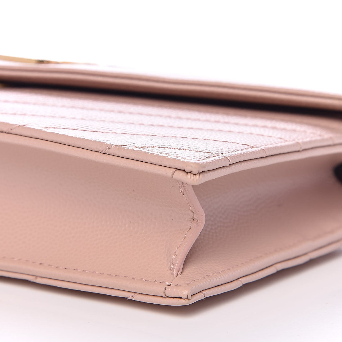 Grain De Poudre Matelasse Chevron Monogram Envelope Chain Wallet Pale Pink