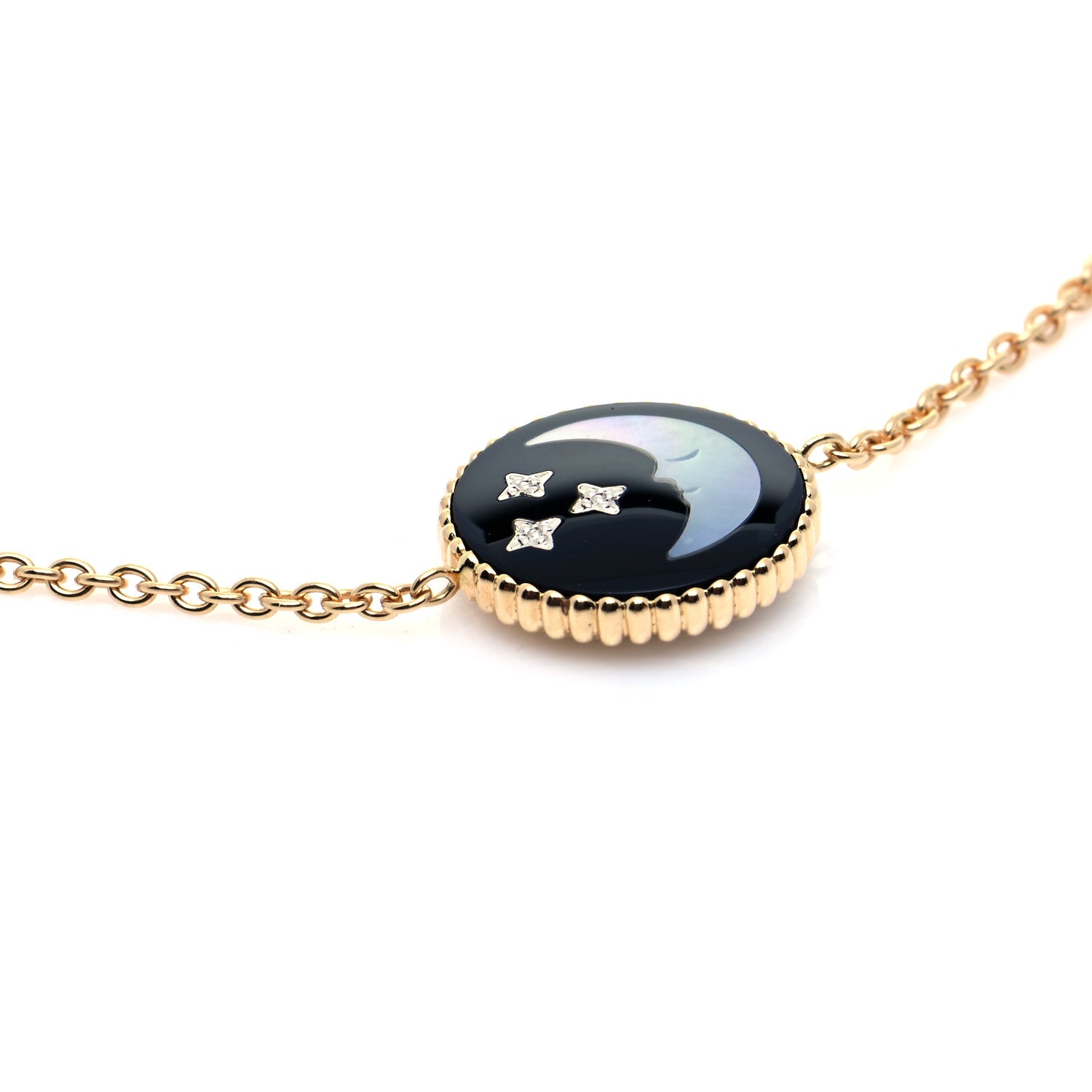 Christian Dior 18K Yellow Gold Diamond Black Onyx Mother of Pearl Rose Celeste Bracelet 4 of 9