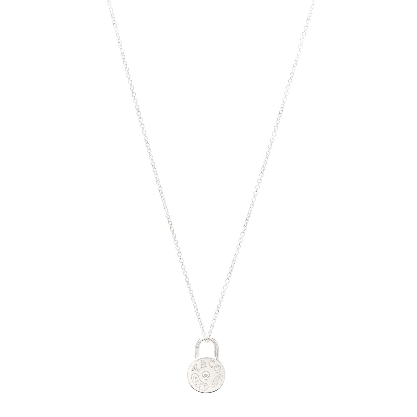 Sterling Silver Diamond 1837 Circle Lock Necklace