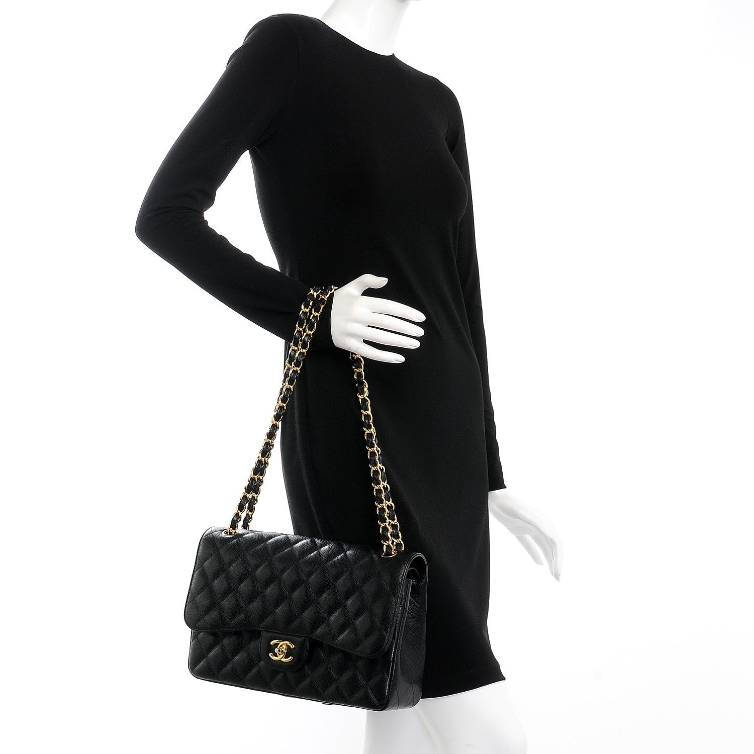 Chanel Caviar Quilted Jumbo Double Flap Black 3 of 9