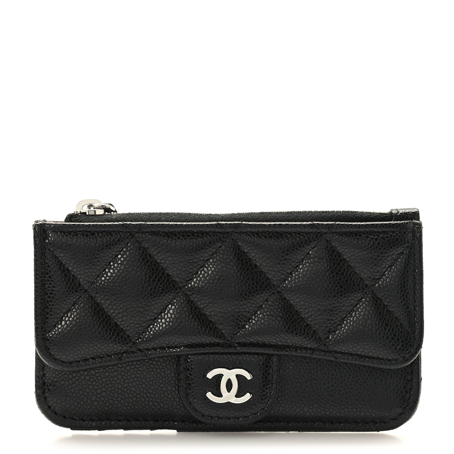 Chanel Caviar Quilted Flap Zip Card Holder Black 1 of 8