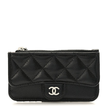 Chanel Caviar Quilted Flap Zip Card Holder Black 1 of 8