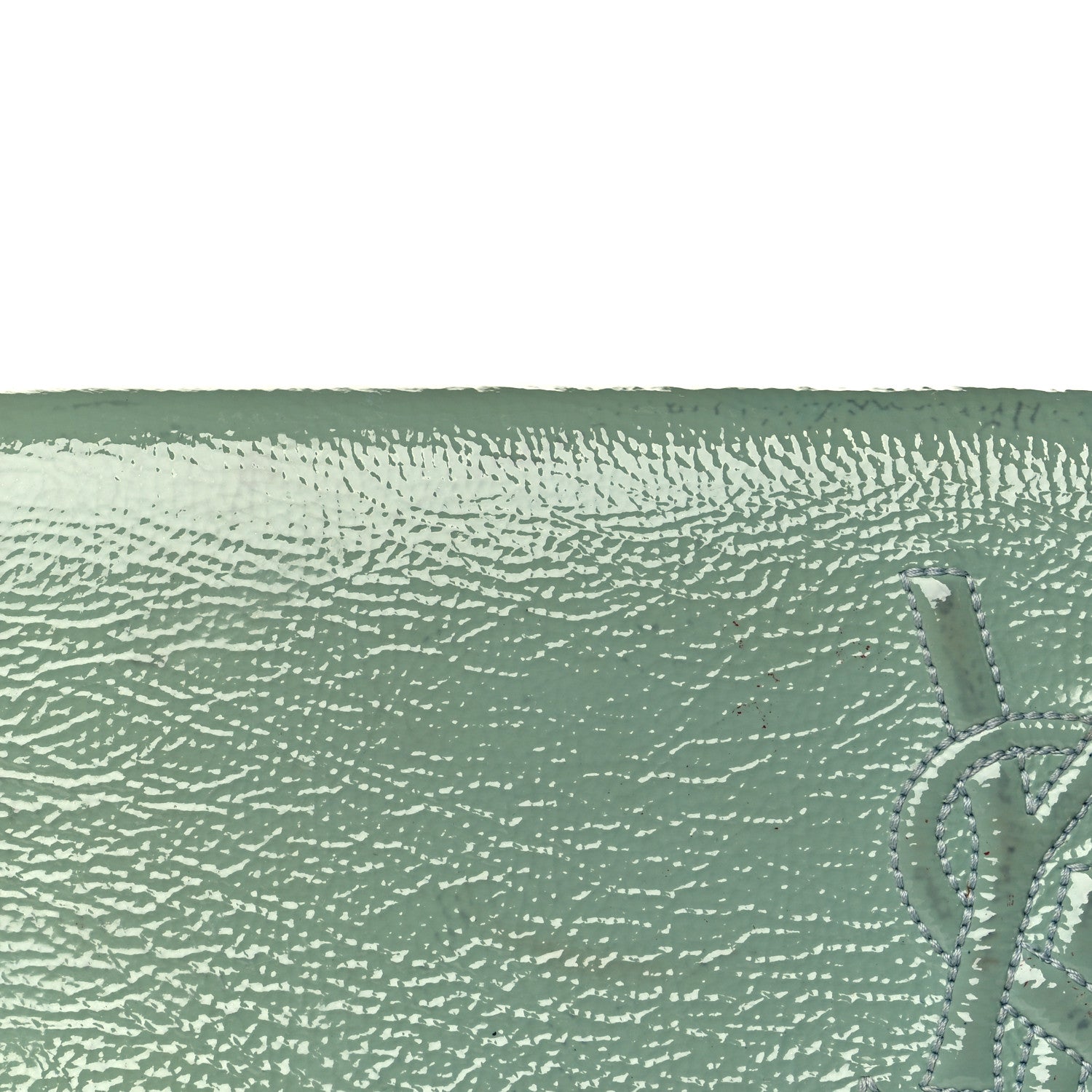 Saint Laurent Textured Patent Monogram Large Belle De Jour Clutch Turquoise 11 of 15