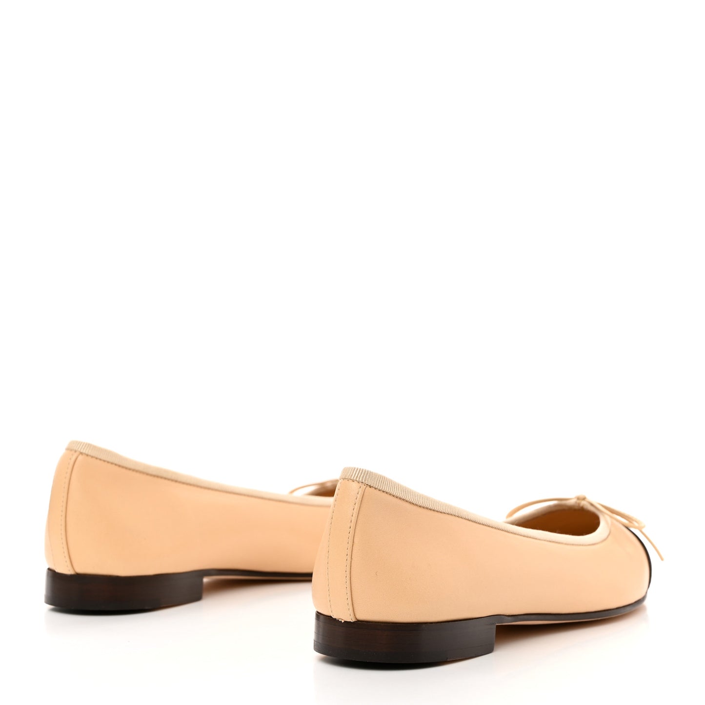 Lambskin Cap Toe CC Ballerina Flats 36.5 Beige Black