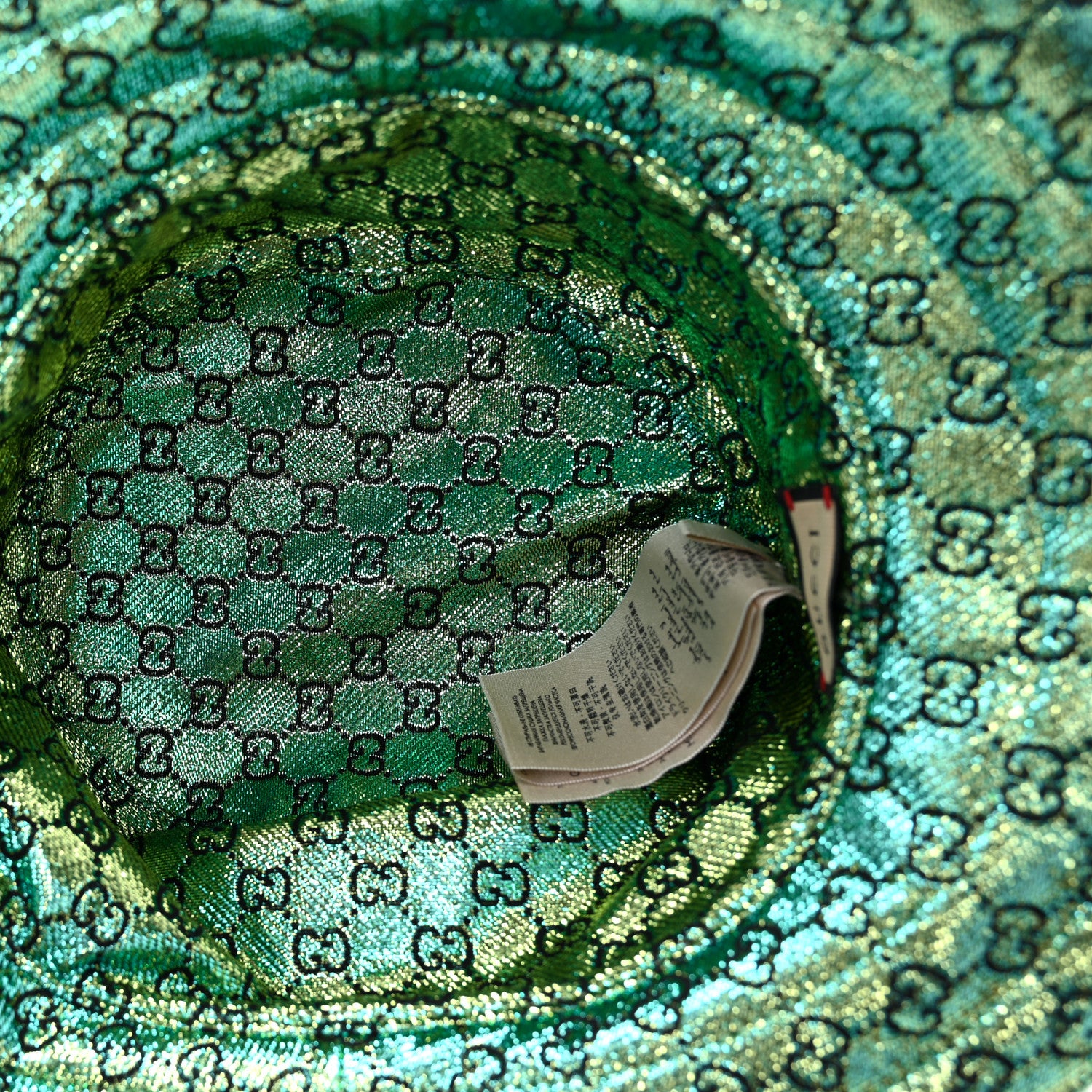 Gucci Canvas Lame GG Monogram Reversible Bucket Hat L Green 12 of 15