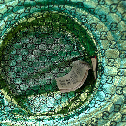 Gucci Canvas Lame GG Monogram Reversible Bucket Hat L Green 12 of 15