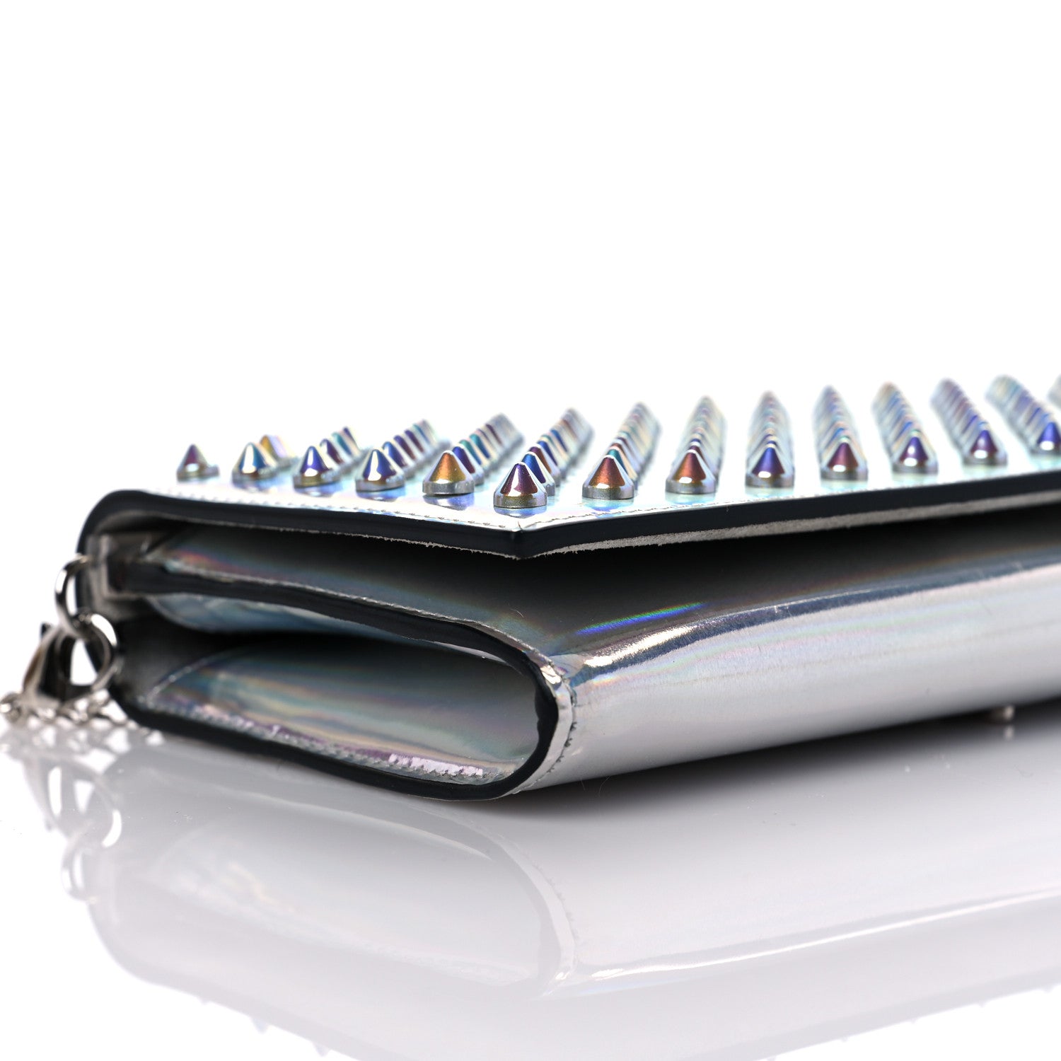 Christian Louboutin Metallic Calfskin Spikes Paloma Clutch Silver 8 of 13