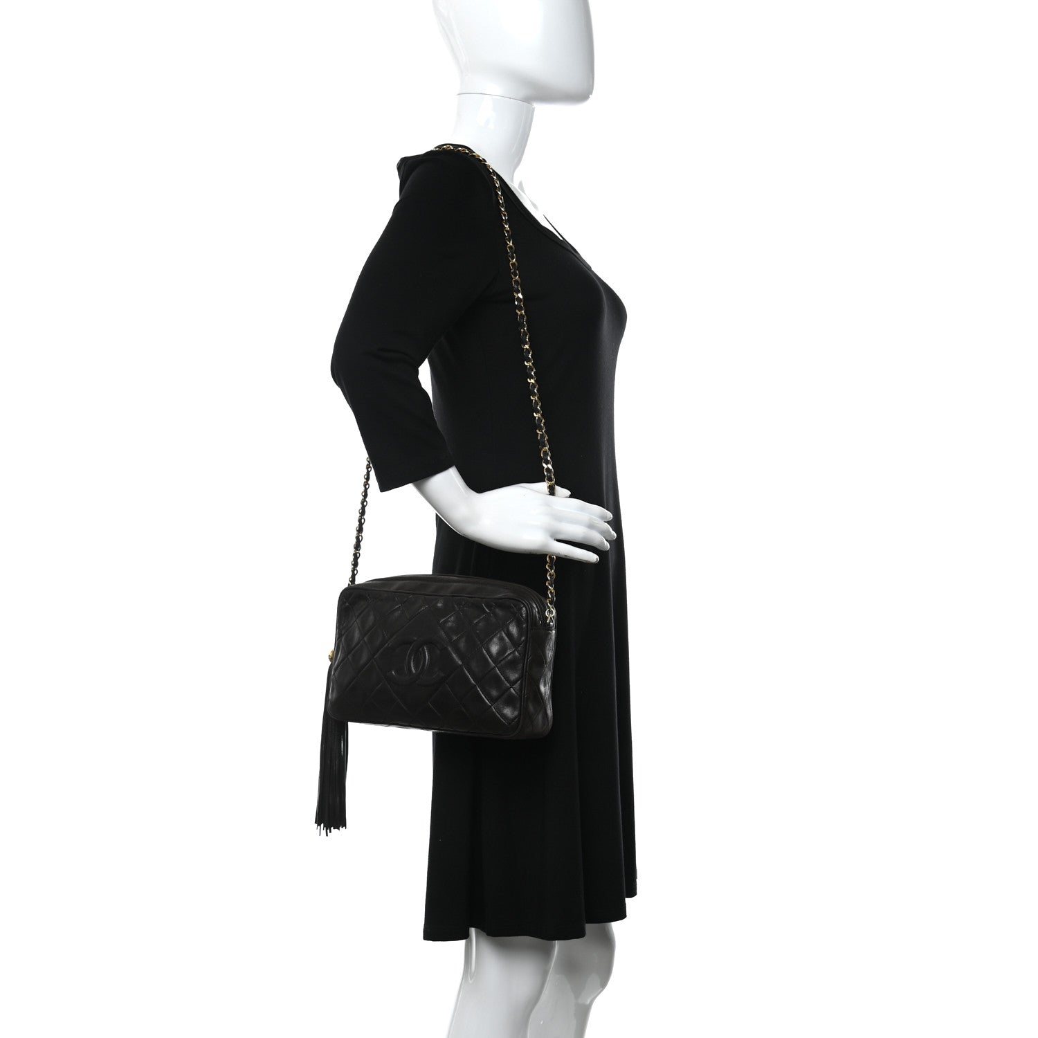 Chanel Lambskin Quilted Camera Case Dark Brown 3 of 12