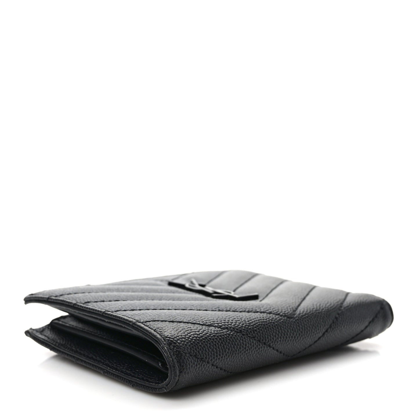 Grain De Poudre Matelasse Chevron Monogram Zipped Two-Part Wallet Black