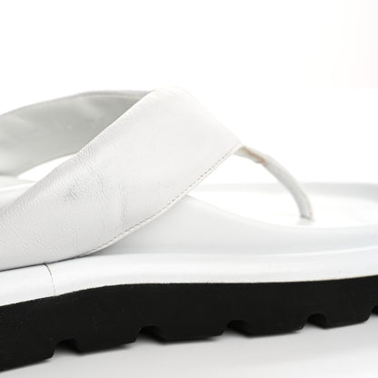 Louis Vuitton Calfskin Logo Studded Pillow Flat Thong Sandals 35 White 10 of 11