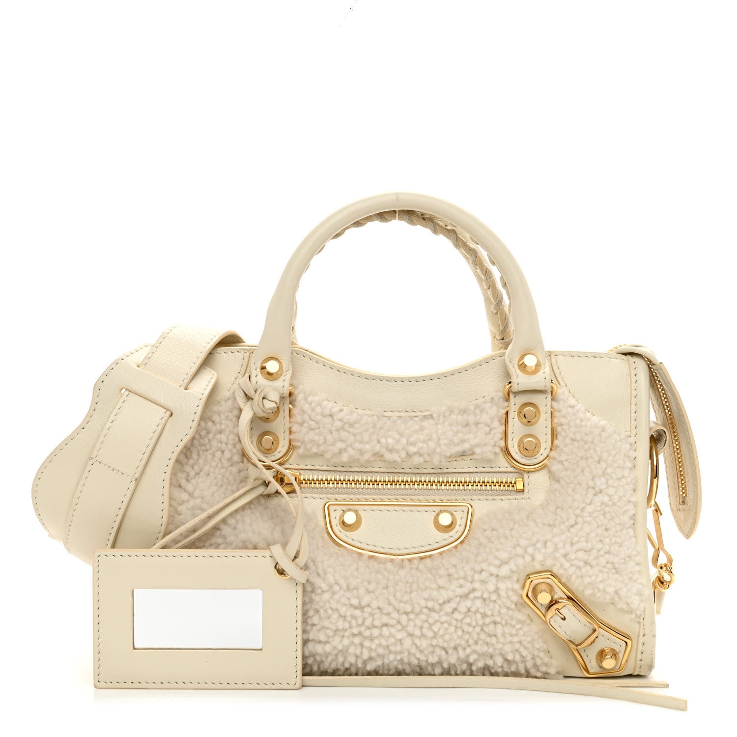 Balenciaga Shearling Nappa Gold Metallic Edge Hardware Mini City Cream 1 of 10