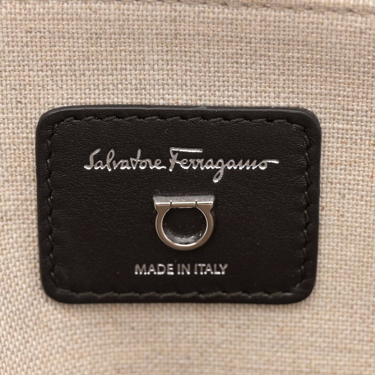 Salvatore Ferragamo Hickory Calfskin Canvas Cutout The Studio Box Bag Beige Brown 7 of 15