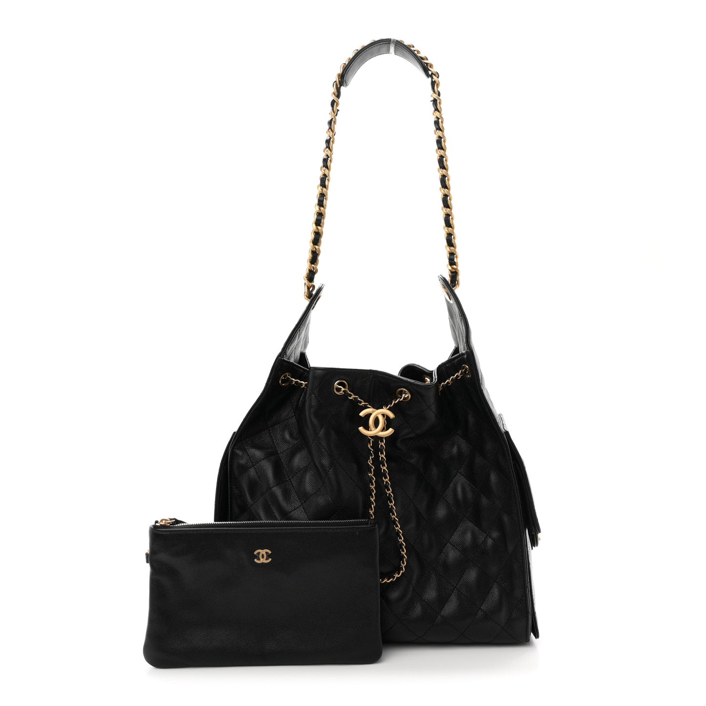 Caviar Quilted Medium Chanel 25 Handbag Black