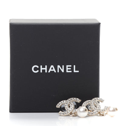 Chanel Crystal Pearl CC Drop Earrings Gold 5 of 5