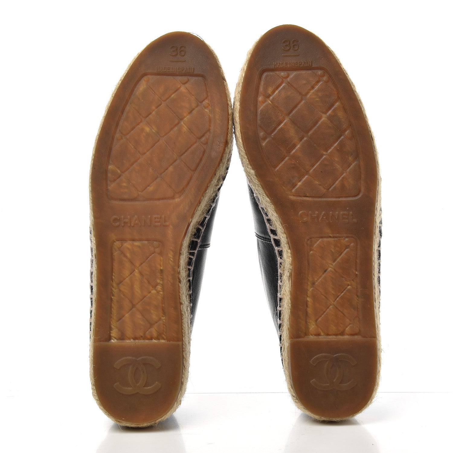 Chanel Lambskin CC Espadrilles 36 Black 6 of 10