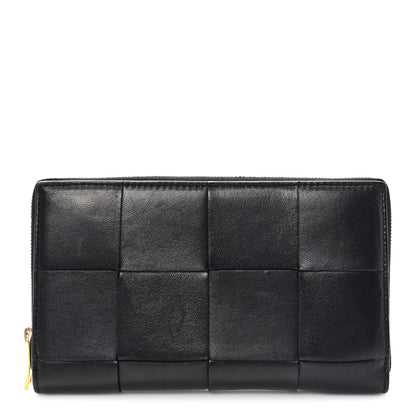 Bottega Veneta Nappa Maxi Intrecciato Zip Around Wallet Black 1 of 7