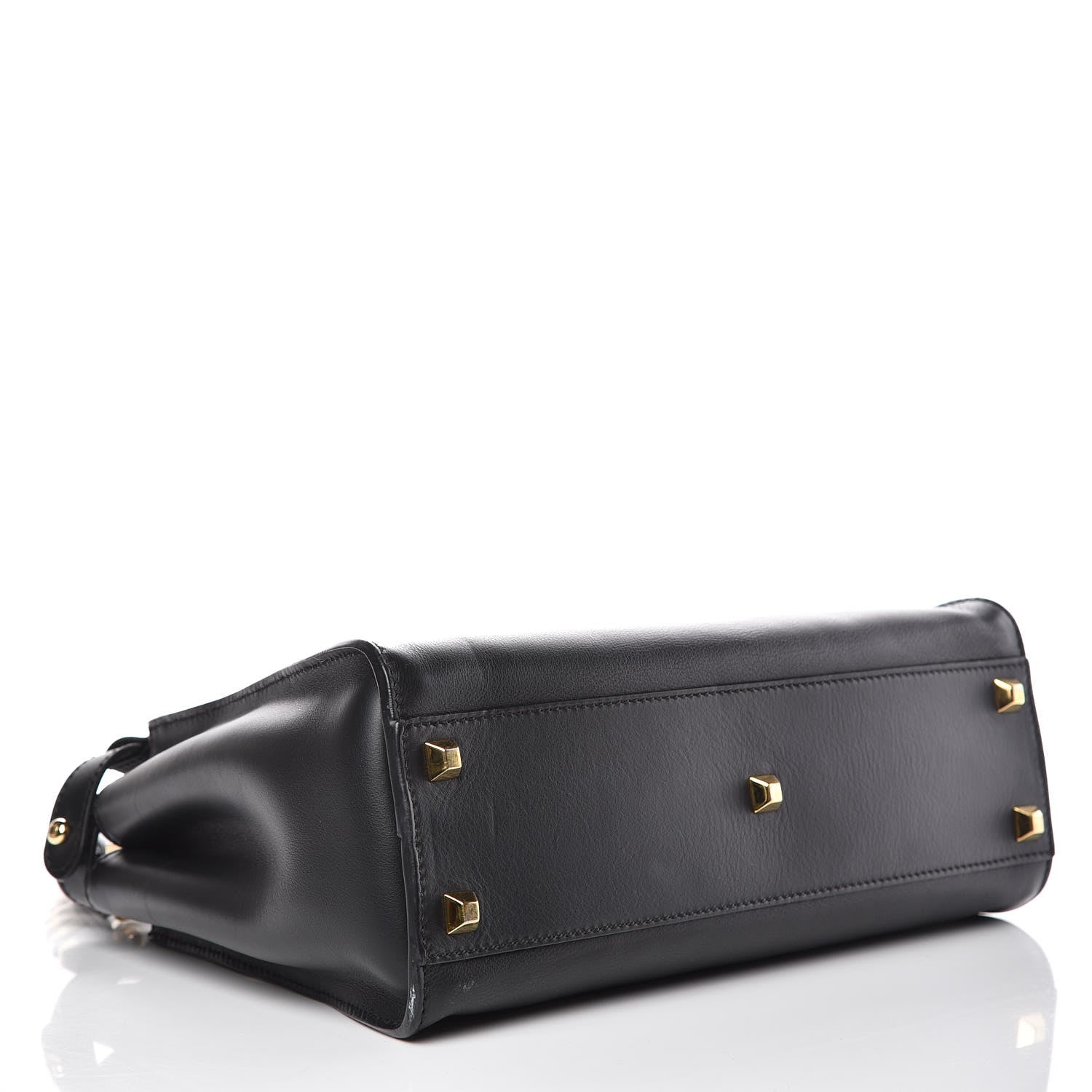 Fendi Vitello Seta Gold Studded Medium Peekaboo Iconic Satchel Black 4 of 11