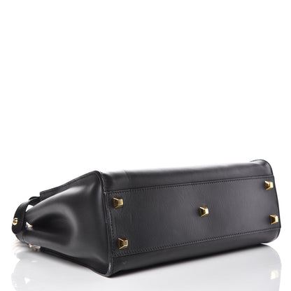 Fendi Vitello Seta Gold Studded Medium Peekaboo Iconic Satchel Black 4 of 11